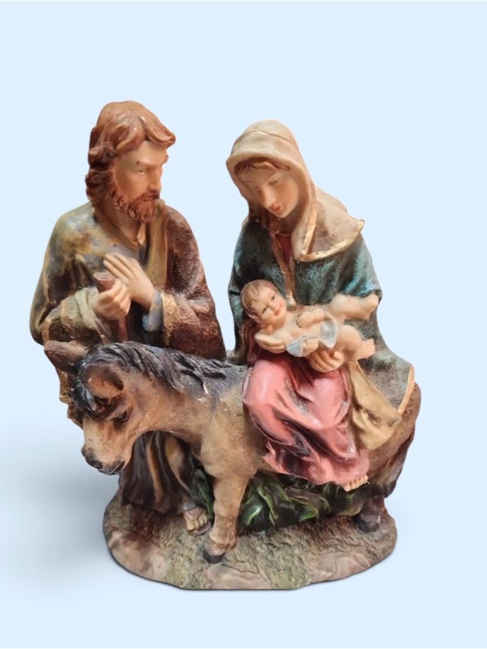 Vintage~Nativity Statue~ Holy Family~Mary Joseph & Baby Jesus Flight Into Egypt